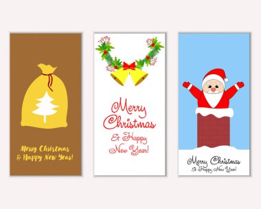 mutlu Noeller ve mutlu yeni yıl tebrik kartları vektör çizim