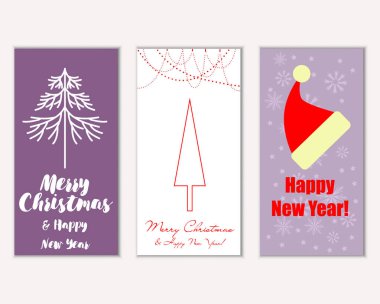 vektör çizim kış tatil tebrik kartları