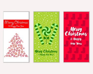 mutlu Noeller ve mutlu yeni yıl tebrik kartları vektör çizim