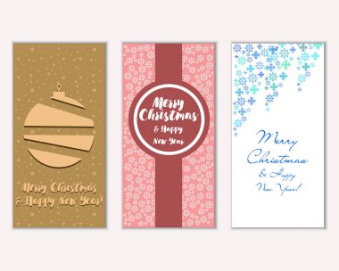 mutlu Noeller ve mutlu yeni yıl tebrik kartları vektör çizim