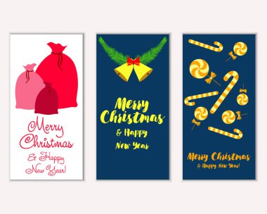 mutlu Noeller ve mutlu yeni yıl tebrik kartları vektör çizim       