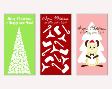 Renkli Noel kartları ile yeni yıl süslemeleri, illüstrasyon vektör