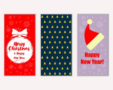 mutlu Noeller ve mutlu yeni yıl tebrik kartları vektör çizim   