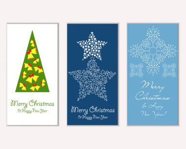 Mutlu Noeller ve mutlu yeni yıl tebrik kartları. Vektör çizim   