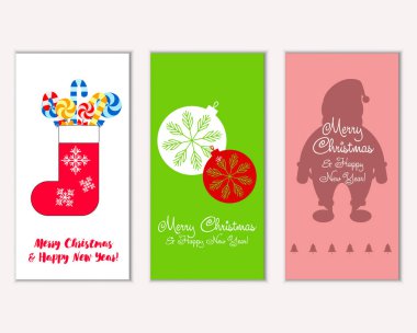 mutlu Noeller ve mutlu yeni yıl tebrik kartları vektör çizim