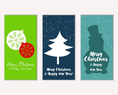 mutlu Noeller ve mutlu yeni yıl tebrik kartları vektör çizim