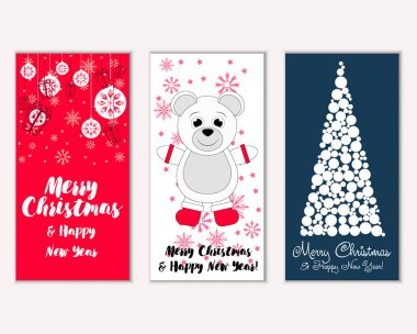 vektör çizim kış tatil tebrik kartları