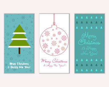 vektör çizim kış tatil tebrik kartları