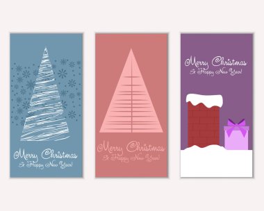 mutlu Noeller ve mutlu yeni yıl tebrik kartları vektör çizim     