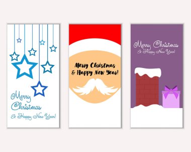 mutlu Noeller ve mutlu yeni yıl tebrik kartları vektör çizim     