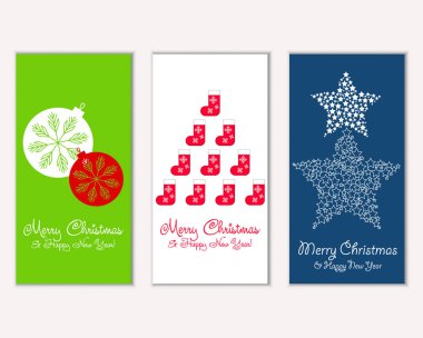 vektör çizim kış tatil tebrik kartları