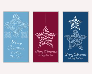 Mutlu Noeller ve mutlu yeni yıl tebrik kartları. Vektör çizim   