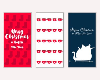 mutlu Noeller ve mutlu yeni yıl tebrik kartları vektör çizim