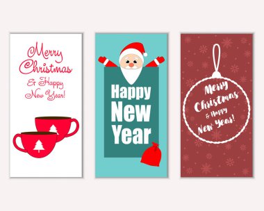 vektör çizim kış tatil tebrik kartları