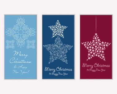 Mutlu Noeller ve mutlu yeni yıl tebrik kartları. Vektör çizim   
