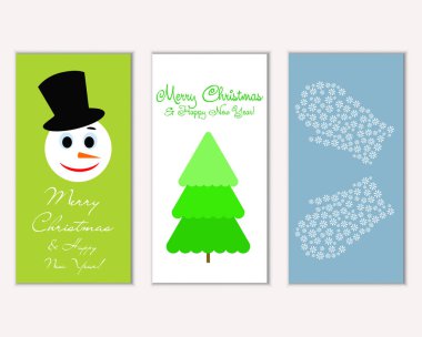 Renkli Noel kartları yılbaşı süsleri ve kardan adam vektör çizim ile