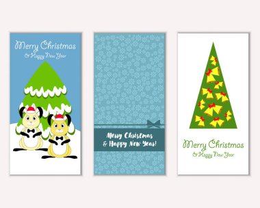 Renkli Noel kartları ile yeni yıl süslemeleri, illüstrasyon vektör