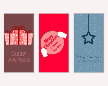 mutlu Noeller ve mutlu yeni yıl tebrik kartları vektör çizim      