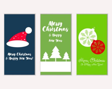 mutlu Noeller ve mutlu yeni yıl tebrik kartları vektör çizim