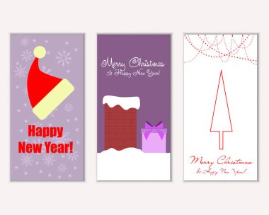 vektör çizim kış tatil tebrik kartları