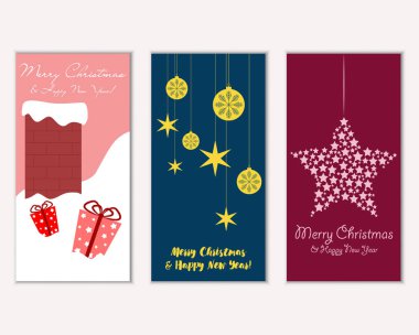 Renkli Noel kartları ile yeni yıl süslemeleri, illüstrasyon vektör