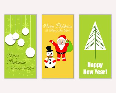 mutlu Noeller ve mutlu yeni yıl tebrik kartları vektör çizim