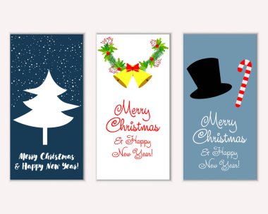 mutlu Noeller ve mutlu yeni yıl tebrik kartları vektör çizim