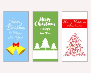 mutlu Noeller ve mutlu yeni yıl tebrik kartları vektör çizim