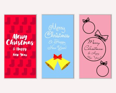 mutlu Noeller ve mutlu yeni yıl tebrik kartları vektör çizim