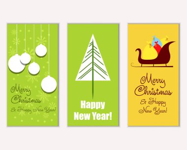 mutlu Noeller ve mutlu yeni yıl tebrik kartları vektör çizim