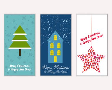 vektör çizim kış tatil tebrik kartları