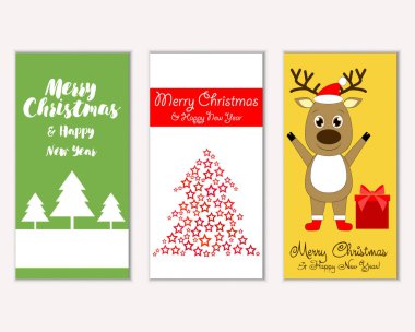 mutlu Noeller ve mutlu yeni yıl tebrik kartları vektör çizim
