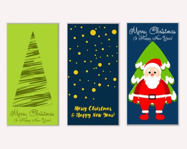 mutlu Noeller ve mutlu yeni yıl tebrik kartları vektör çizim     