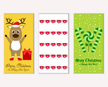 mutlu Noeller ve mutlu yeni yıl tebrik kartları vektör çizim