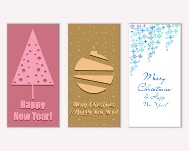 mutlu Noeller ve mutlu yeni yıl tebrik kartları vektör çizim