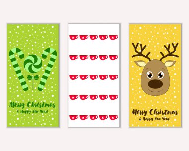 mutlu Noeller ve mutlu yeni yıl tebrik kartları vektör çizim