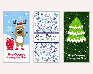 vektör çizim kış tatil tebrik kartları