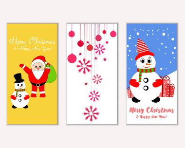 mutlu Noeller ve mutlu yeni yıl tebrik kartları vektör çizim