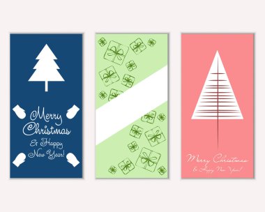 mutlu Noeller ve mutlu yeni yıl tebrik kartları vektör çizim