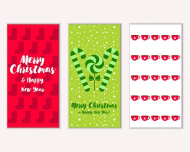mutlu Noeller ve mutlu yeni yıl tebrik kartları vektör çizim