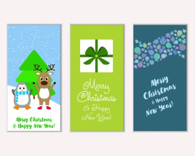 vektör çizim kış tatil tebrik kartları