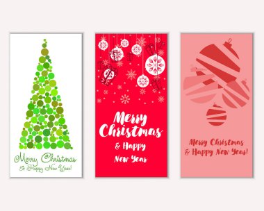 Mutlu Noeller ve mutlu yeni yıl tebrik kartları. Vektör çizim   