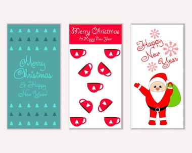 mutlu Noeller ve mutlu yeni yıl tebrik kartları vektör çizim