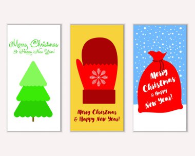 Mutlu Noeller ve mutlu yeni yıl tebrik kartları. Vektör çizim     