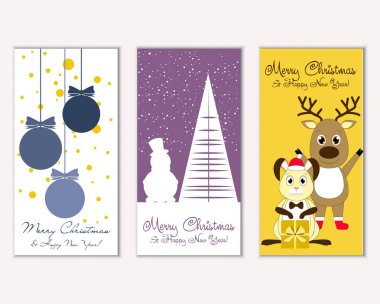 Renkli Noel kartları ile yeni yıl süslemeleri, illüstrasyon vektör