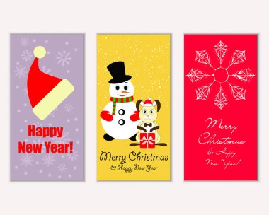 mutlu Noeller ve mutlu yeni yıl tebrik kartları vektör çizim   