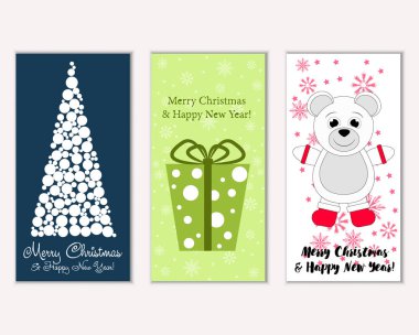 vektör çizim kış tatil tebrik kartları