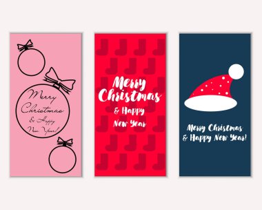 mutlu Noeller ve mutlu yeni yıl tebrik kartları vektör çizim