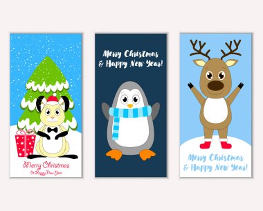 Renkli Noel kartları ile yeni yıl süslemeleri, illüstrasyon vektör