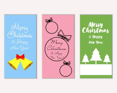 mutlu Noeller ve mutlu yeni yıl tebrik kartları vektör çizim